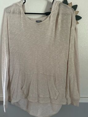 aerie Light Cream Hooded Pullover Sweater